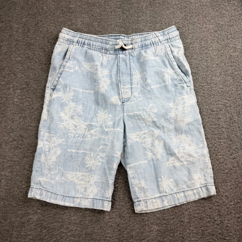 OshKosh‎ B'gosh Shorts Boys 10 Blue Tropical Palm Tree Dinosaur Print Cotton